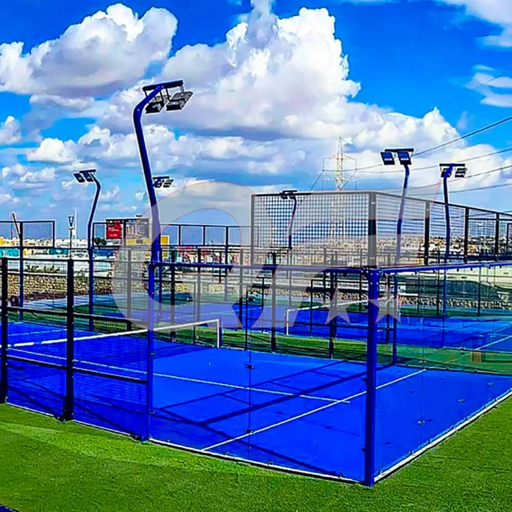 PD10 padel court for sale with CE and GB certification laser cut galvanized steel 12mm shatterproof glass and over 12 years service life in extreme climates
